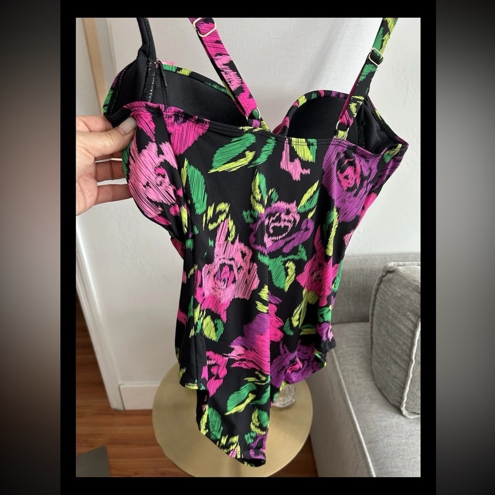 Betsey Johnson Floral Coquette One Piece Swimsuit M Beach Femenine Summer - Picture 4 of 9